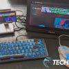 The Plugable UDS-7IN1 USB-C Phone Stand Docking Station with keyboard and mouse attached to a Huawei P40 Pro Android smartphone. The Plugable UDS-7IN1 USB-C Phone Stand Docking Station with keyboard and mouse attached to a Huawei P40 Pro Android smartphone